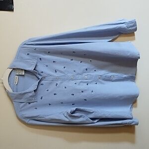 WHITE STAG 100% COTTON WOMAN'S CHAMBRAY SHIRT, EMBROIDERED, SZ L